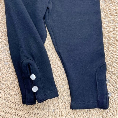 Conj. Jaqueta de Moletom Poá e Calça Legging - Creme e Preto